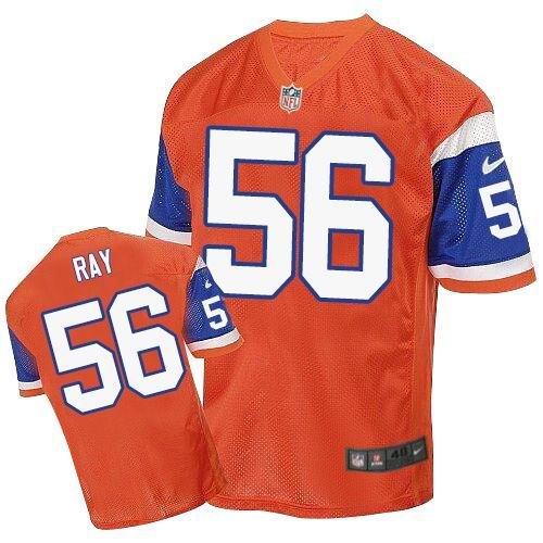 Nike Broncos #56 Shane Ray Orange Throwback Men's Stitched NFL Elite Jersey - Click Image to Close